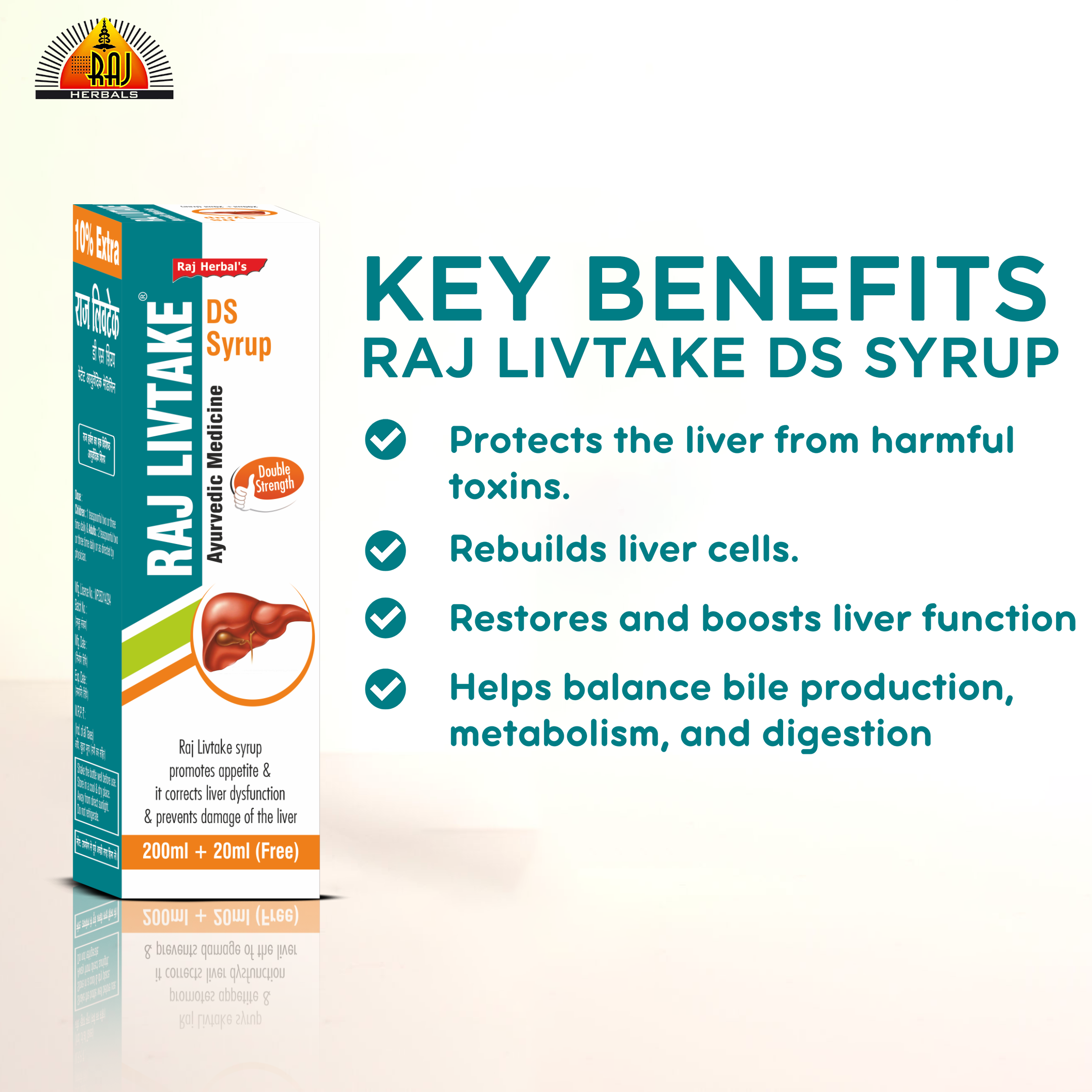 Raj Livtake DS Syrup - Pack of 3 Bottles | Ayurvedic Liver Health Support