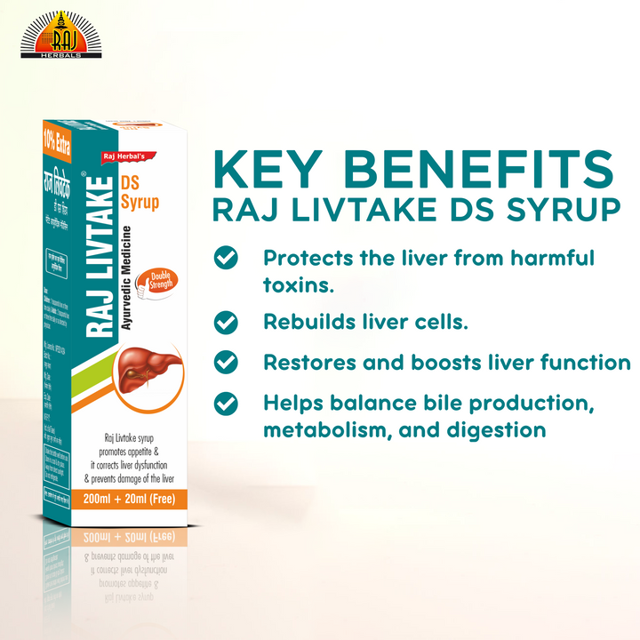 Raj Livtake DS Syrup - Pack of 3 Bottles | Ayurvedic Liver Health Support