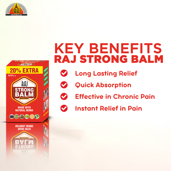 Raj Strong Balm | Herbal Relief for Muscle, Joint Pain, Headache & Cold