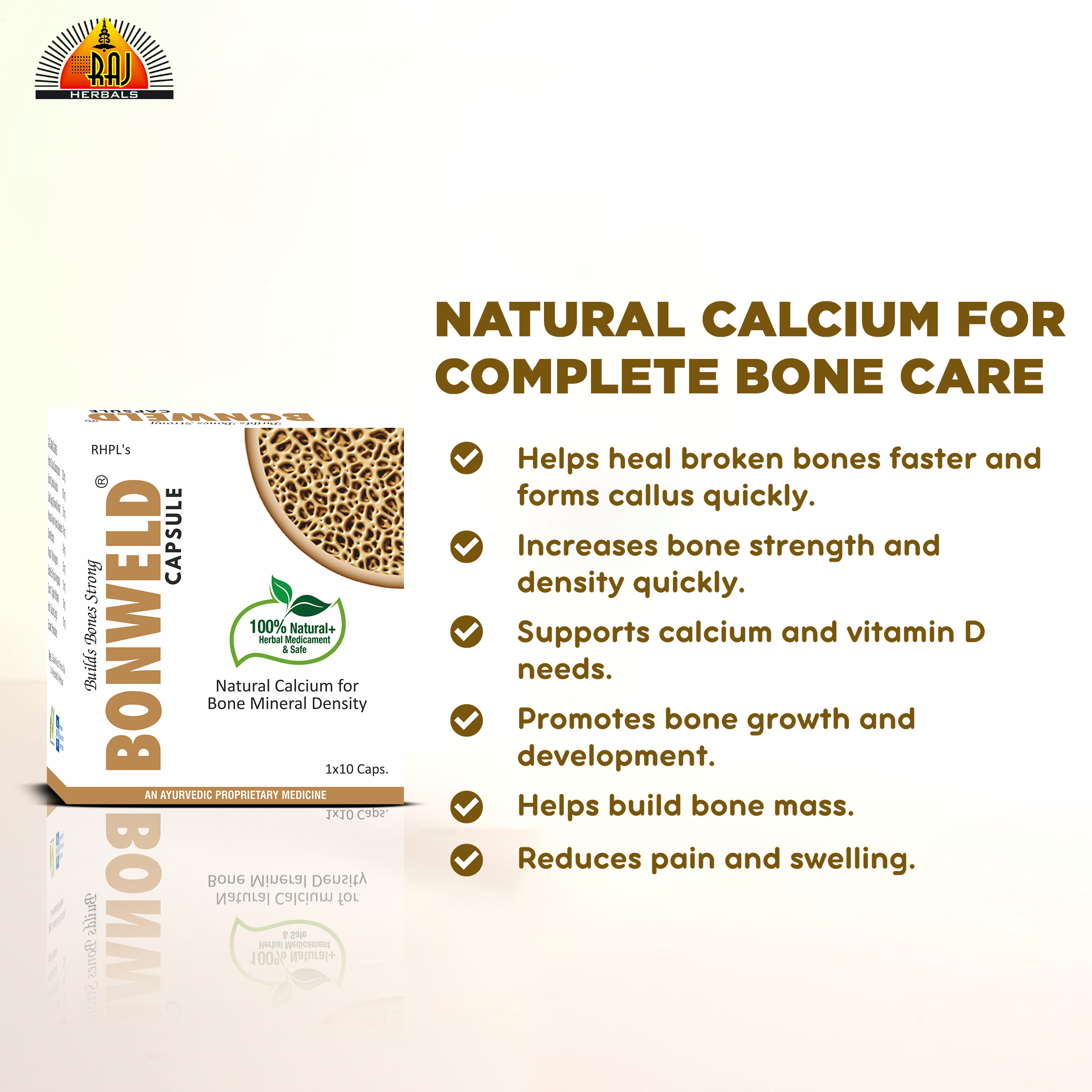 Bonweld Capsule – Pack of 5 Strips | Ayurvedic Calcium Support for Bone Health