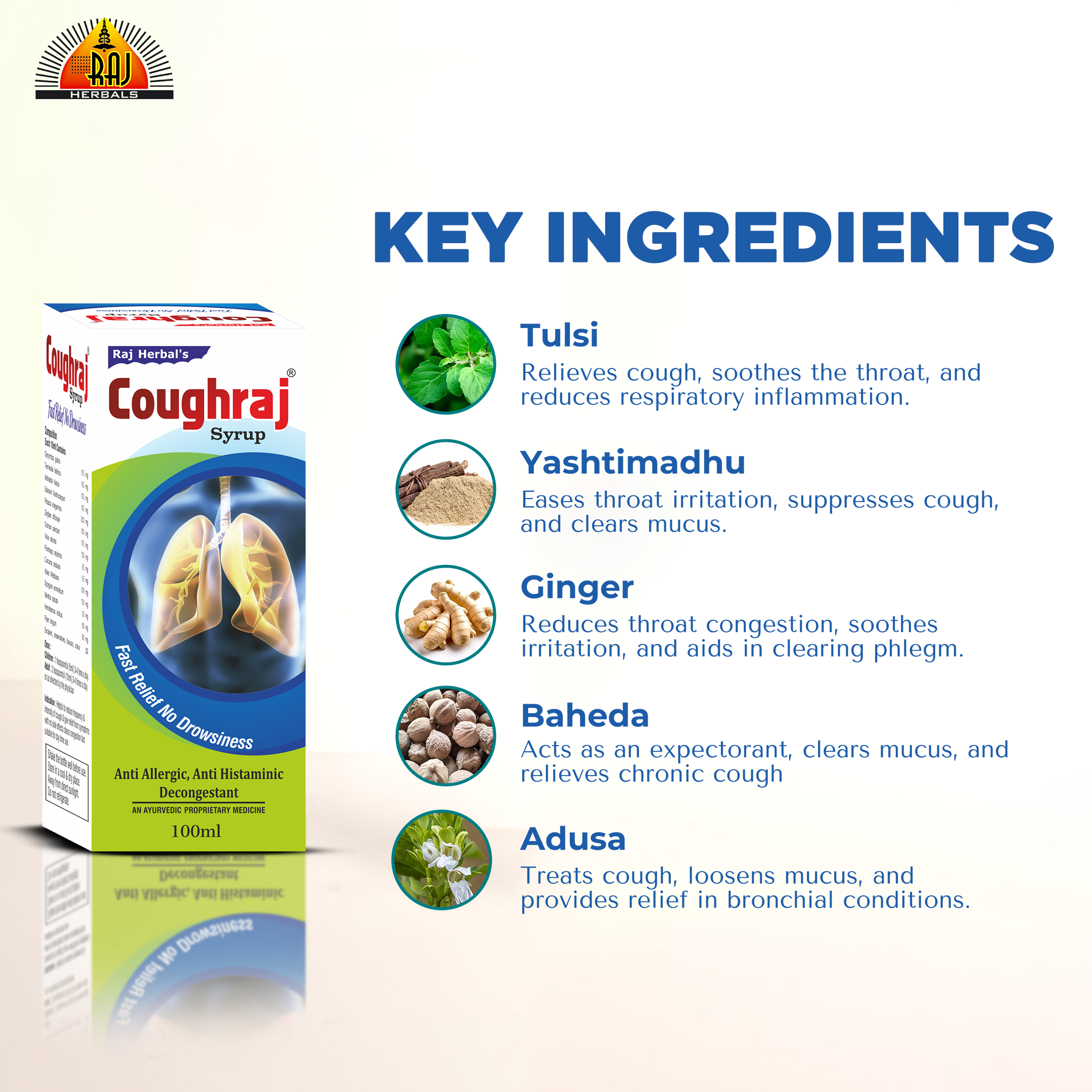 Coughraj Syrup – Pack of 4 Bottles | Ayurvedic Relief for Cough, Cold & Congestion