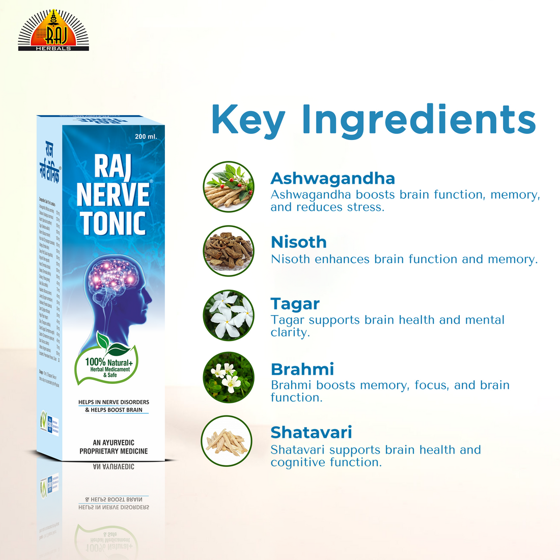 Raj Nerve Tonic - Pack of 2 Bottles |  Herbal Support for Stress & Memory