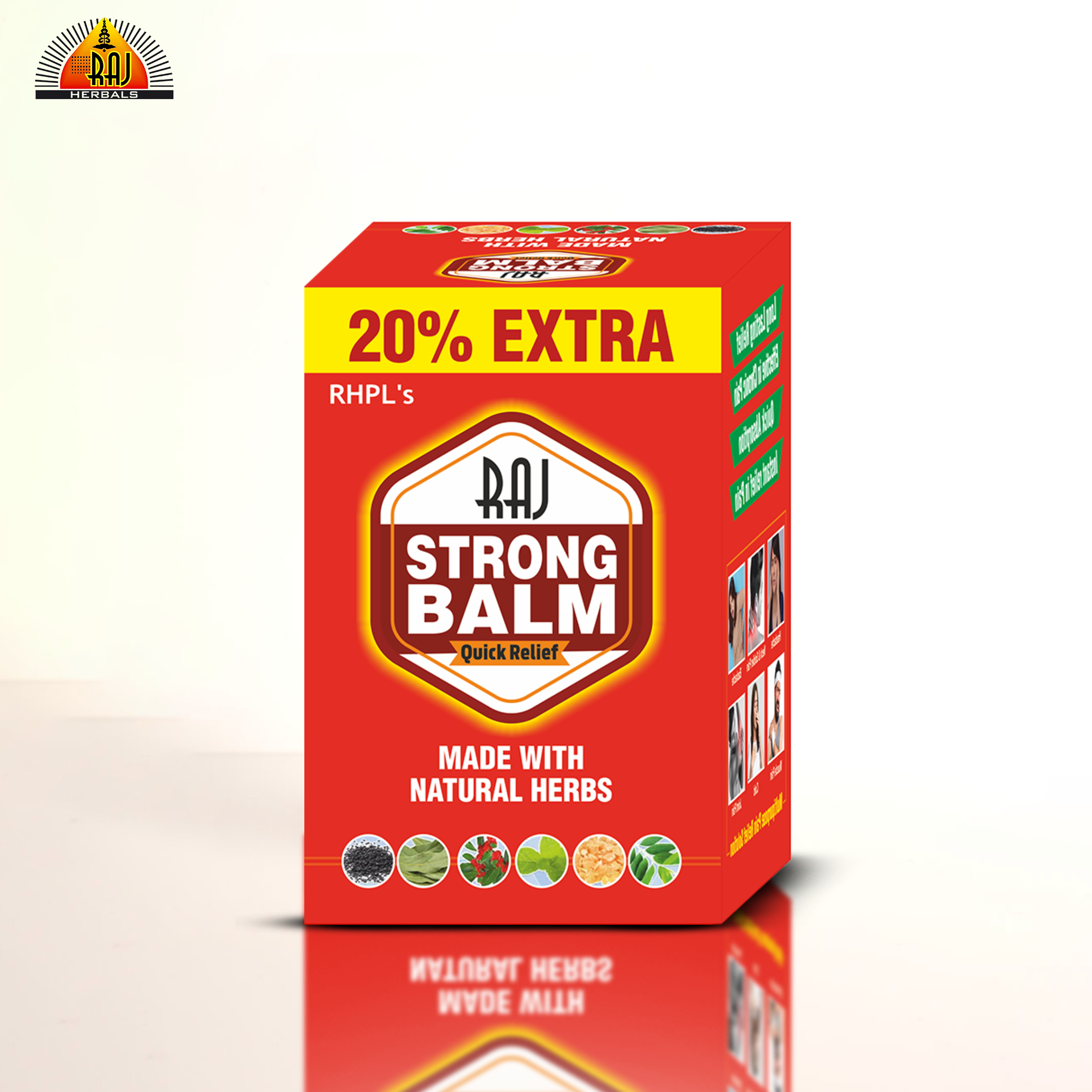 Raj Strong Balm | Herbal Relief for Muscle, Joint Pain, Headache & Cold