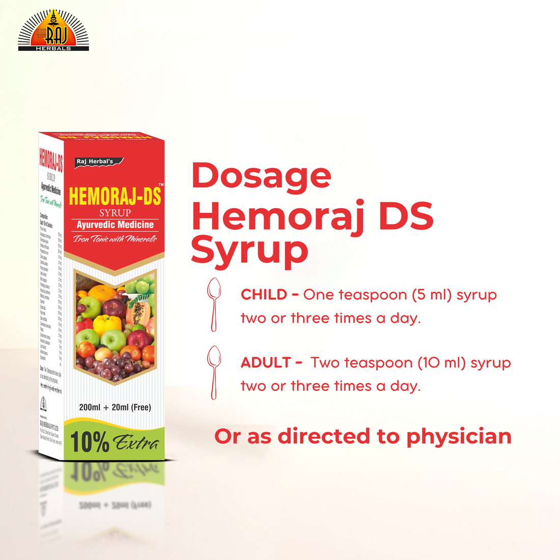 Hemoraj DS Syrup - Pack of 3 Bottles | Natural Iron & Hemoglobin Booster