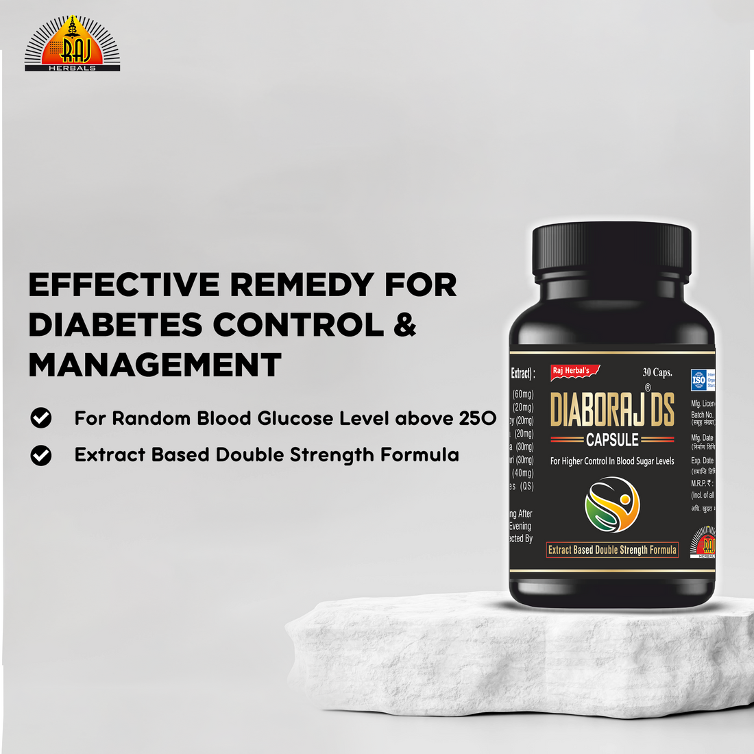 Diaboraj DS Capsule – Pack of 1 Bottle | Ayurvedic Support for Blood Sugar Control