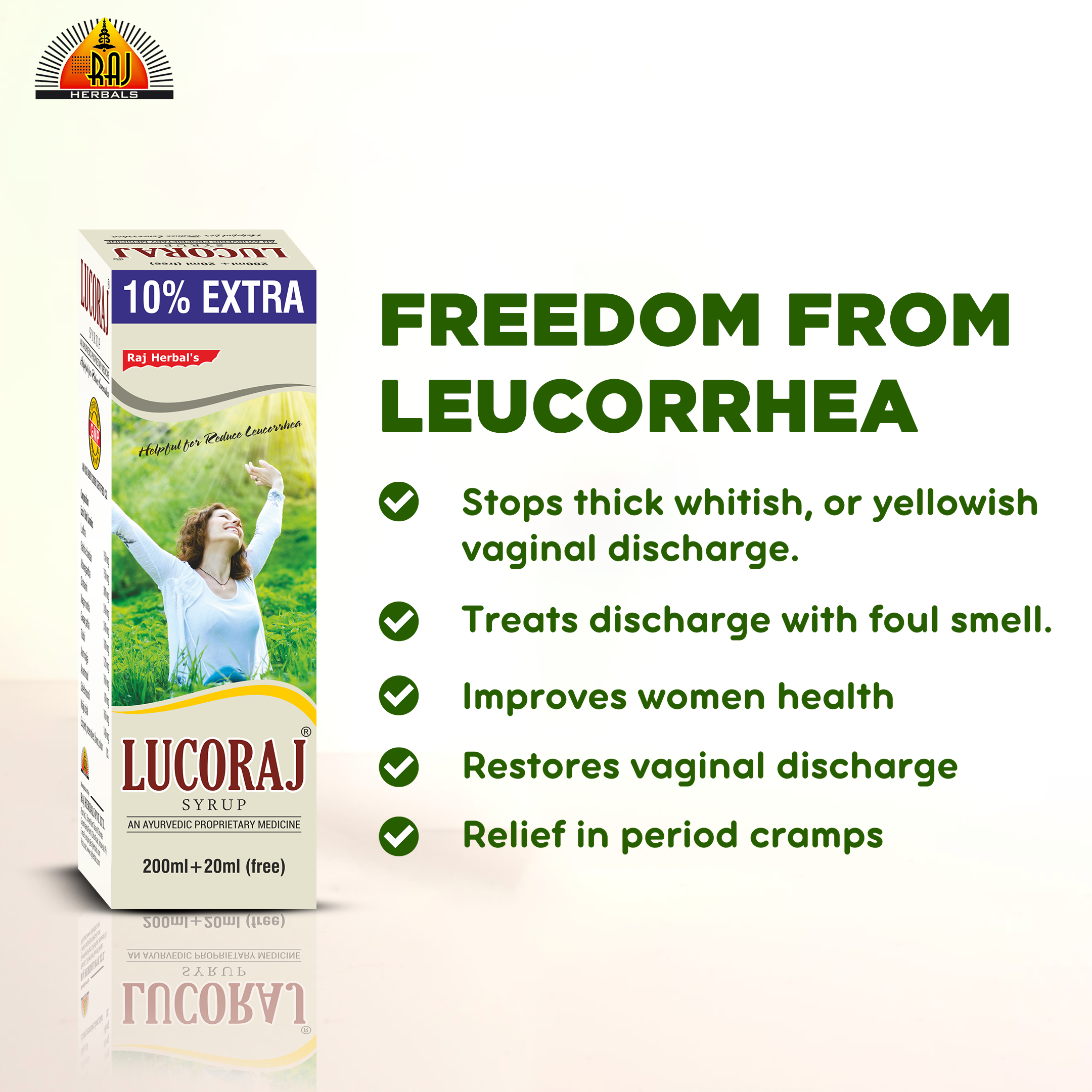 Lucoraj Syrup - Pack of 3 Bottles | Natural Leucorrhea Relief for Women