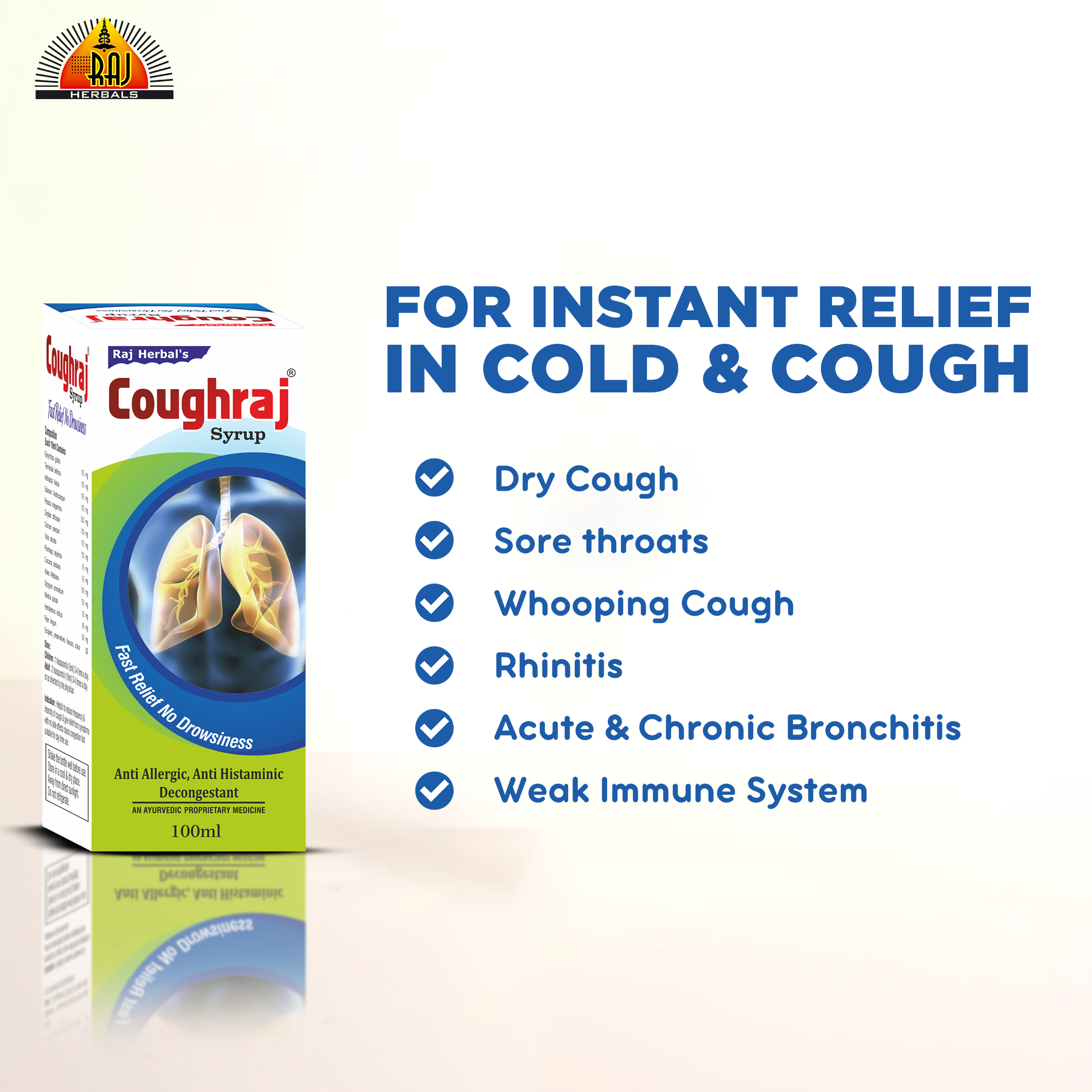 Coughraj Syrup – Pack of 4 Bottles | Ayurvedic Relief for Cough, Cold & Congestion