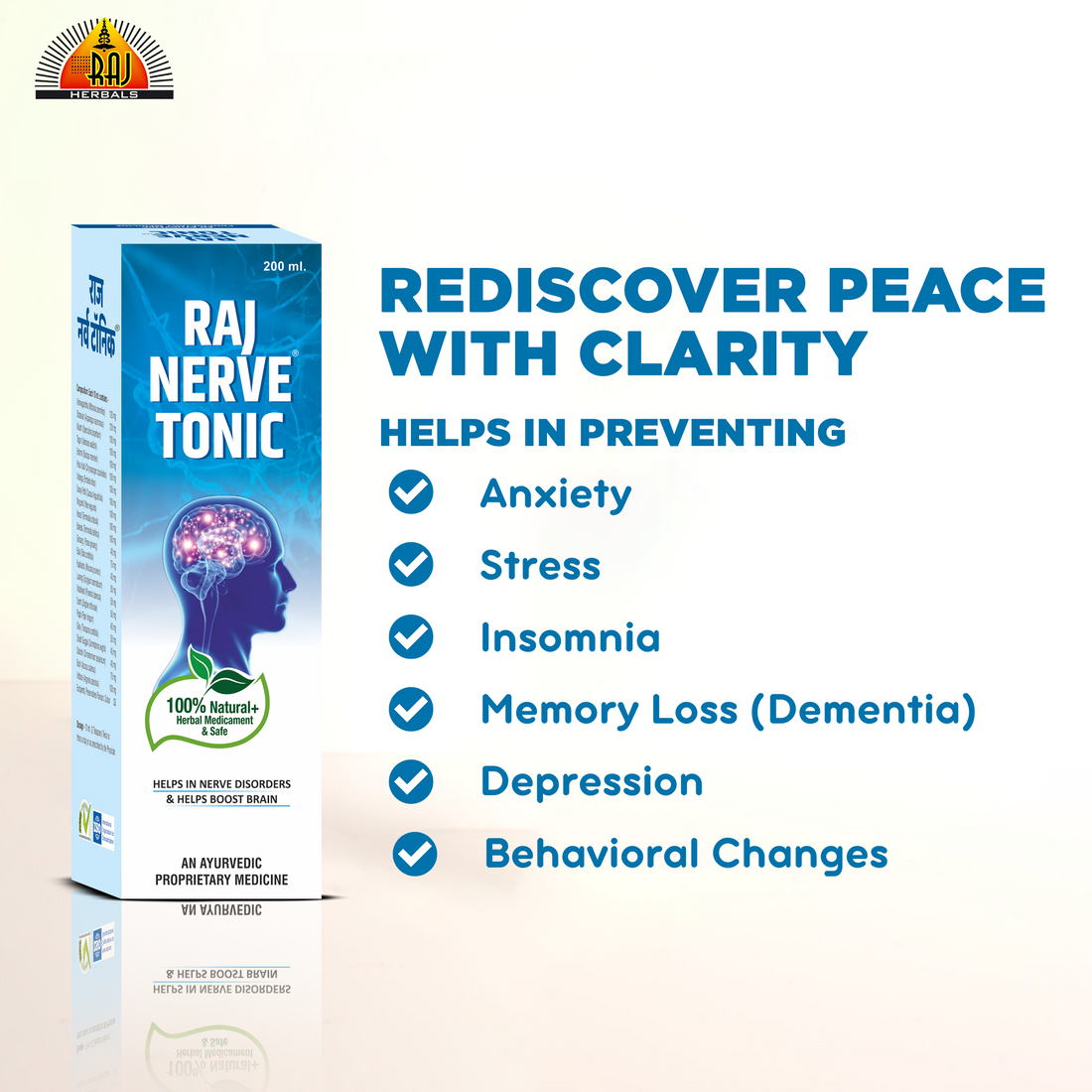 Raj Nerve Tonic - Pack of 2 Bottles |  Herbal Support for Stress & Memory