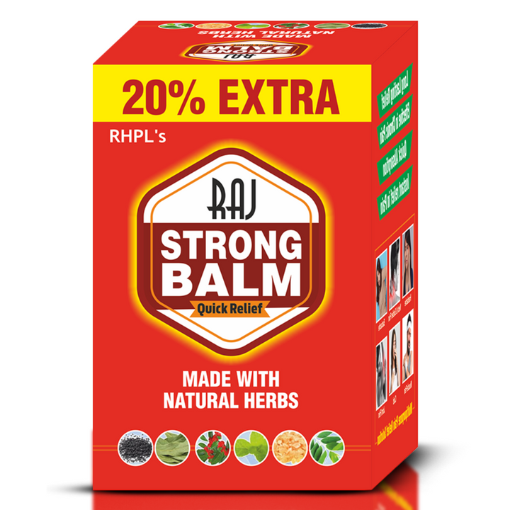 Raj Strong Balm | Herbal Relief for Muscle, Joint Pain, Headache & Cold