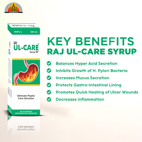 Raj UL-Care Syrup SF - Pack of 3 Bottles | Herbal Relief for Ulcers & Acidity - Hover