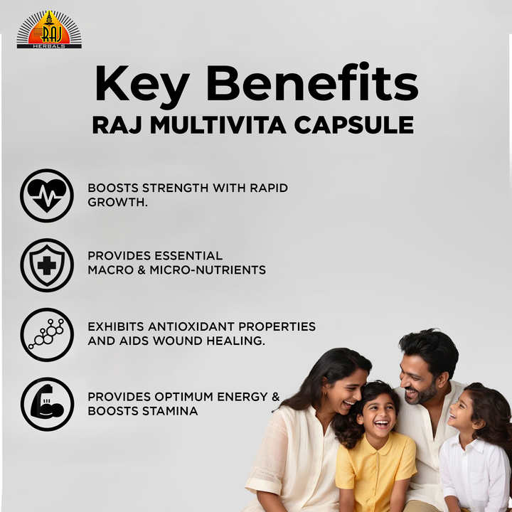 Raj Multivita Capsule - Pack of 5 Strips | Ayurvedic Vitamin & Mineral Supplement