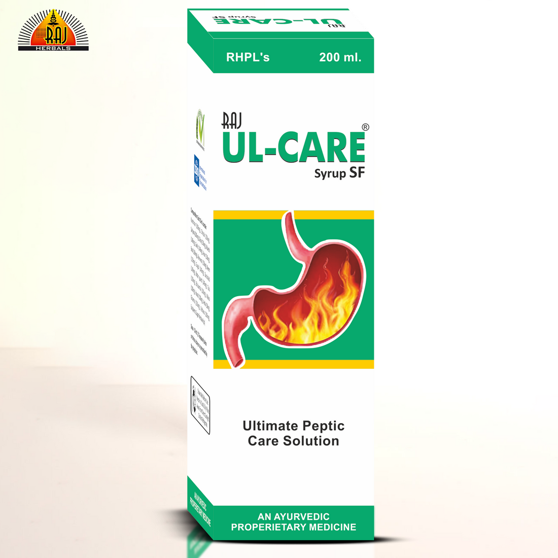 Raj UL-Care Syrup SF - Pack of 3 Bottles | Herbal Relief for Ulcers & Acidity