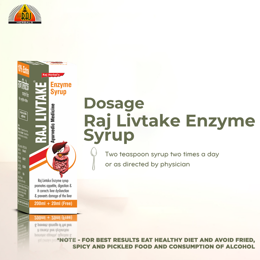 Raj Livtake Enzyme Syrup - Pack of 3 Bottles | Digestive Health Support