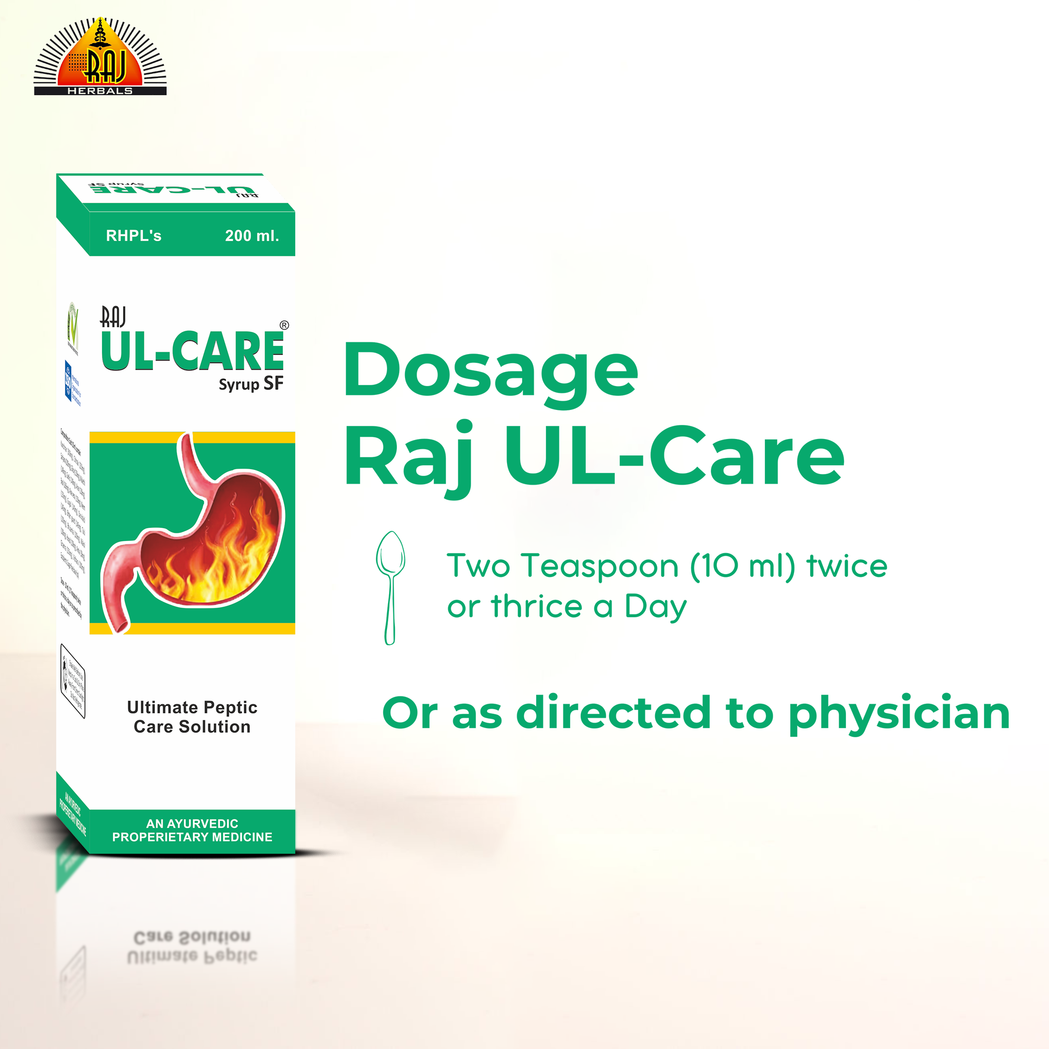 Raj UL-Care Syrup SF - Pack of 3 Bottles | Herbal Relief for Ulcers & Acidity view 5