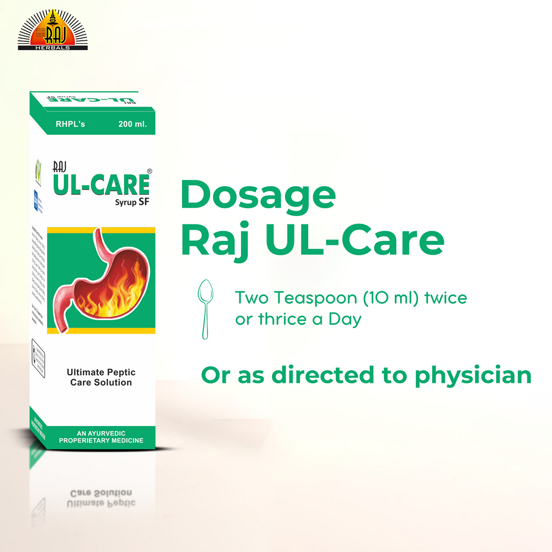 Raj UL-Care Syrup SF - Pack of 3 Bottles | Herbal Relief for Ulcers & Acidity