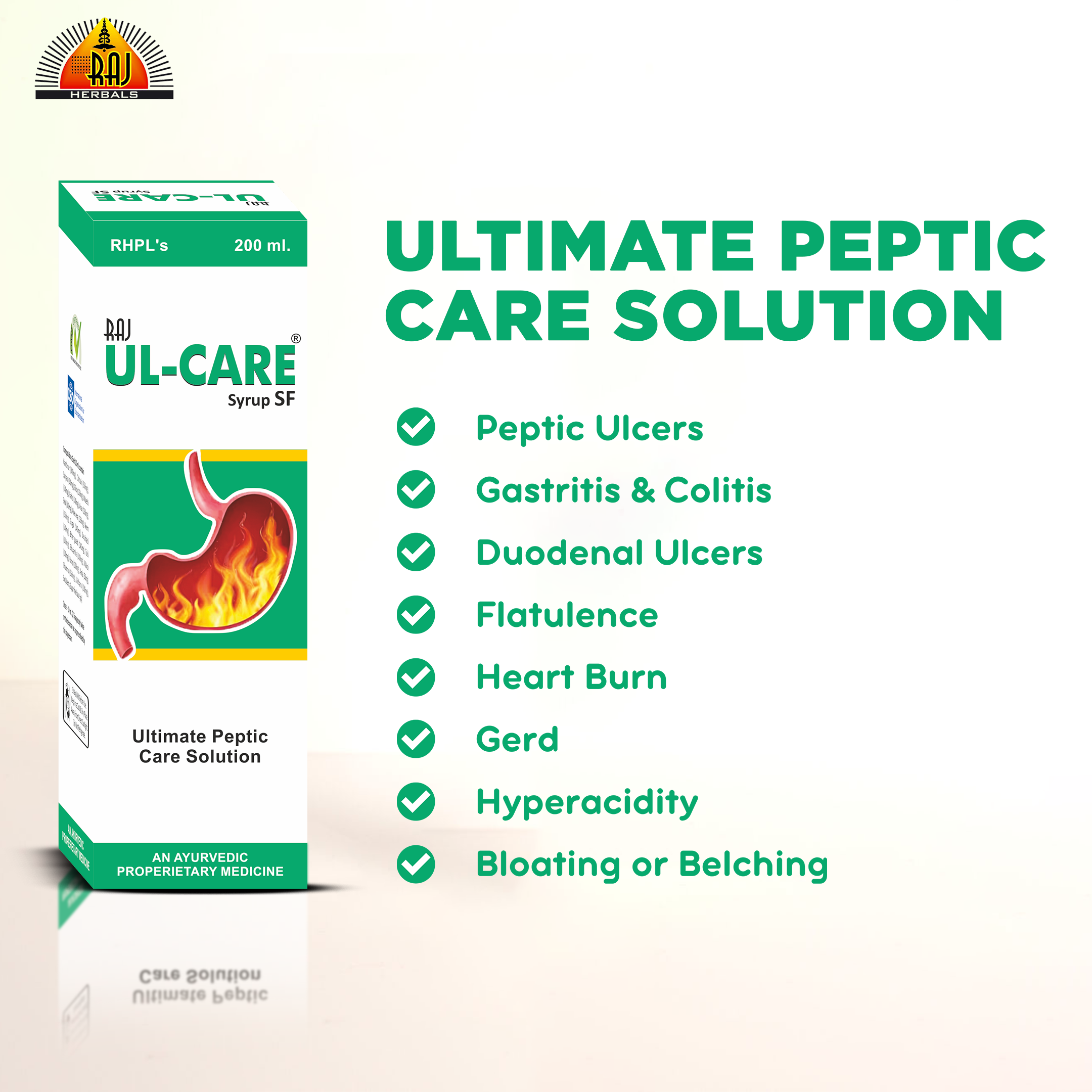 Raj UL-Care Syrup SF - Pack of 3 Bottles | Herbal Relief for Ulcers & Acidity view 3