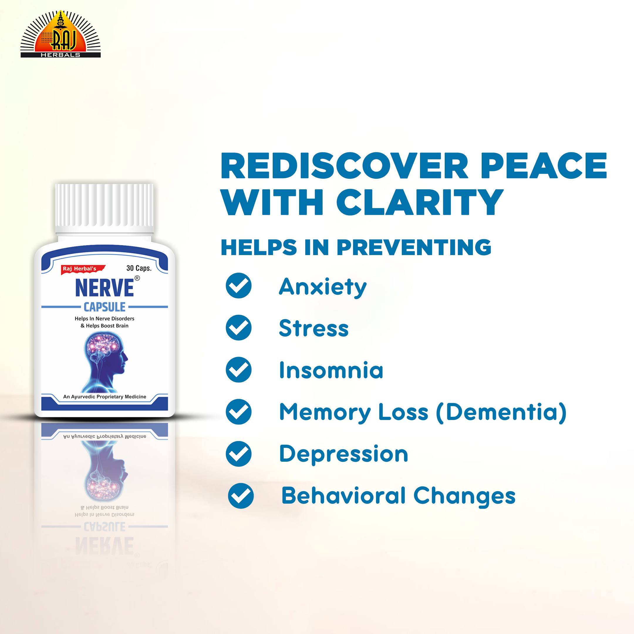RHPL's Nerve Capsule – Pack of 1 Bottle | Herbal Support for Stress & Memory